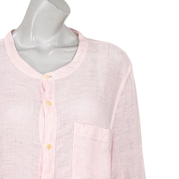 CP SHADES Women's Linen Band collar Button up Blouse in Light Pink Size Large - Picture 7 of 8